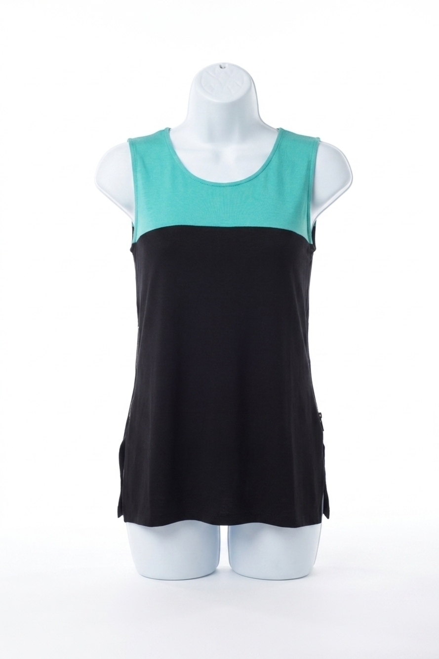 NEW ANGEL color-block sleeveless tank in black/mint